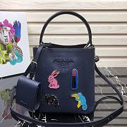 Prada Panier Mini Doll Bucket Bag In Dark Blue 1BA217 Size 18x17x10.5 cm - 1