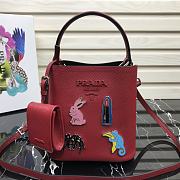 Prada Panier Mini Doll Bucket Bag In Red 1BA217 Size 18x17x10.5 cm - 2