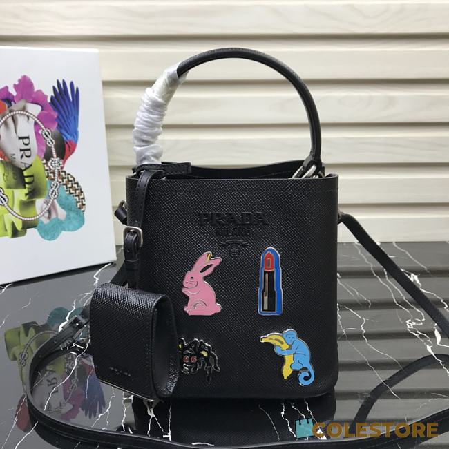 Prada Panier Mini Doll Bucket Bag In Black 1BA217 Size 18x17x10.5 cm - 1