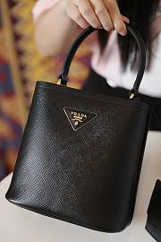 Prada Mini Panier Saffiano Shoulder Bag In Black 1BA217 Size 18x17x10.5cm - 1