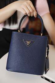 Prada Mini Panier Saffiano Shoulder Bag In Grey 1BA217 Size 18x17x10.5cm - 1
