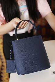 Prada Mini Panier Saffiano Shoulder Bag In Grey 1BA217 Size 18x17x10.5cm - 3