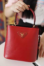 Prada Mini Panier Saffiano Shoulder Bag In Red 1BA217 Size 18x17x10.5cm - 1