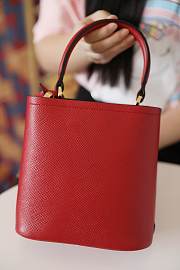 Prada Mini Panier Saffiano Shoulder Bag In Red 1BA217 Size 18x17x10.5cm - 2
