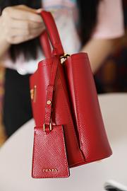 Prada Mini Panier Saffiano Shoulder Bag In Red 1BA217 Size 18x17x10.5cm - 3