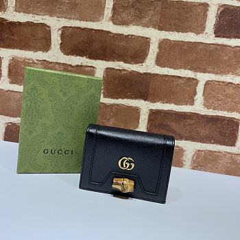 Gucci Diana Card Case Wallet In Black 658244 Size 11x8x2.5cm