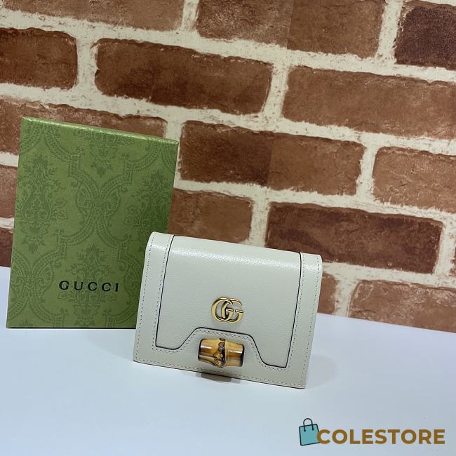 Gucci Diana Card Case Wallet In White 658244 Size 11x8x2.5cm - 1
