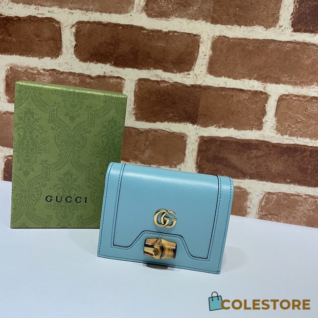 Gucci Diana Card Case Wallet In Blue 658244 Size 11x8x2.5cm - 1