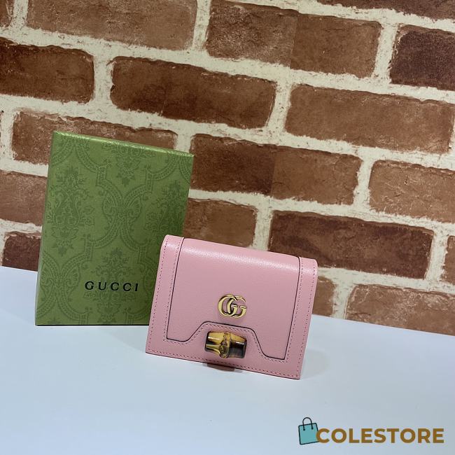 Gucci Diana Card Case Wallet In Pink 658244 Size 11x8x2.5cm - 1