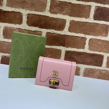 Gucci Diana Card Case Wallet In Pink 658244 Size 11x8x2.5cm