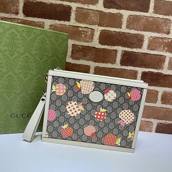 Gucci Les Pommes Ophidia Zip Pouch ‎66411 Size 30.5x21x1.5cm