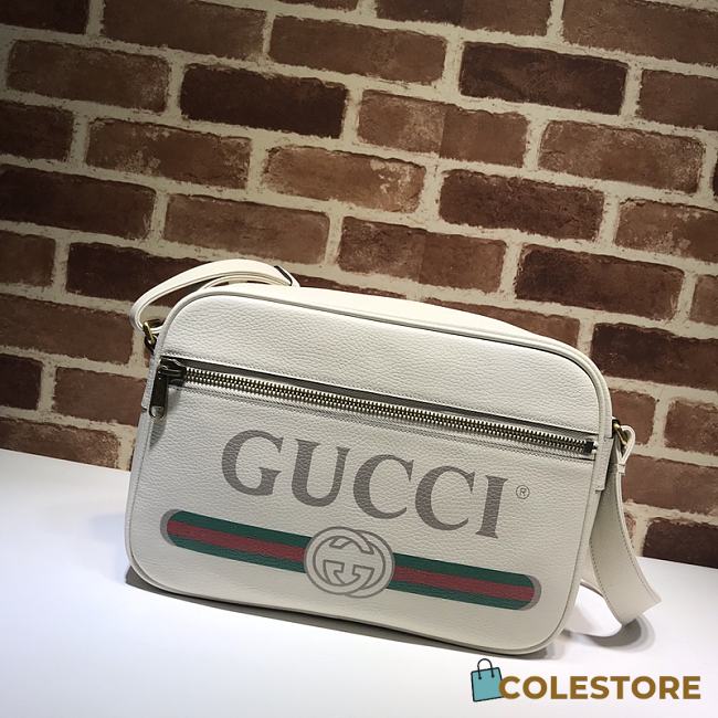 Gucci Print Messenger Shoulder Bag In White 523589 Size 33.5x23x9.5cm - 1