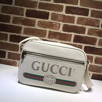 Gucci Print Messenger Shoulder Bag In White 523589 Size 33.5x23x9.5cm