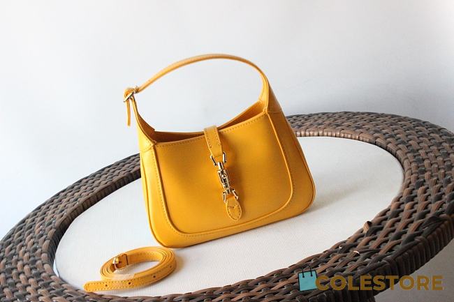 Gucci Mini Jackie In White Hobo Bag In Yellow 637091 Size 19x13x3cm - 1