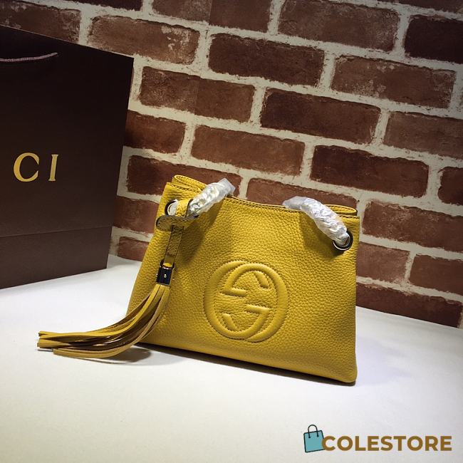 Gucci Soho Chain Mini Hand Bag In Yellow 387043 Size 25x18x10cm - 1