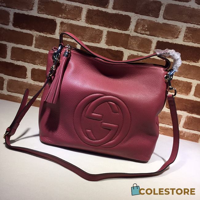 Gucci Soho Shoulder Bag In Wine Red 408825 Size 35x35x15cm - 1