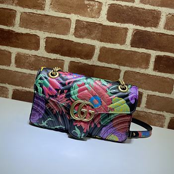 Gucci x Ken Scot Floral Print GG Marmont Shoulder Bag 443497 Size 26x15x7cm
