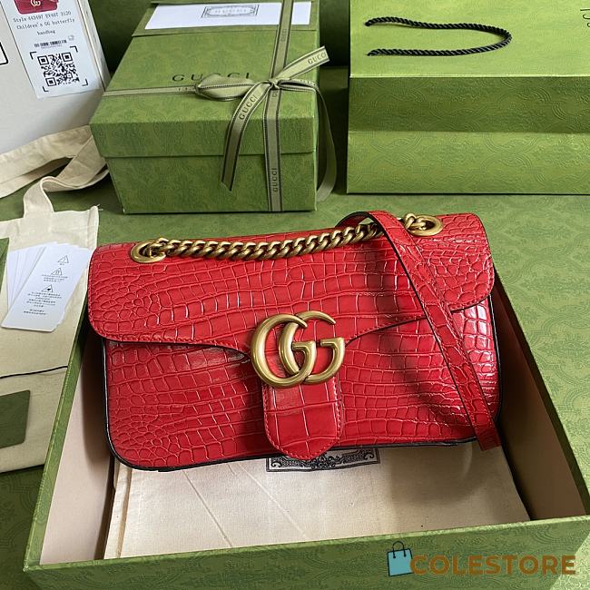 Gucci GG Marmont Crocodile Leather Shoulder Bag 443497 Size 26x15x7cm - 1