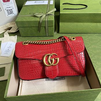 Gucci GG Marmont Crocodile Leather Shoulder Bag 443497 Size 26x15x7cm
