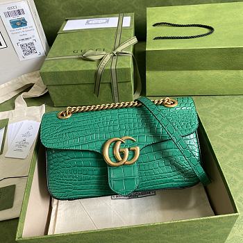 Gucci GG Marmont In Blue Crocodile Leather Shoulder Bag 26cm