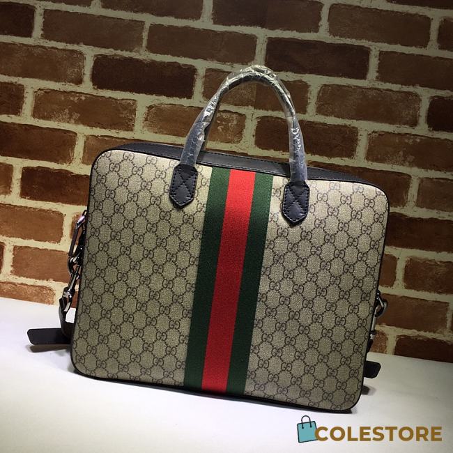 Gucci Web GG Supreme Canvas Briefcase 387102 Size 37x29x6.5cm - 1