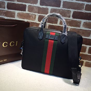 Gucci Web GG Supreme Briefcase In Black 387102 Size 37x29x6.5cm