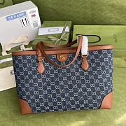Gucci Ophidia GG Medium Tote Bag Blue Denim 631685 Size 38x28x14cm - 1