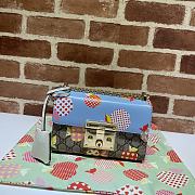 Gucci Padlock In Blue Heart Apple Pattern Small Shoulder Bag 409487  - 1