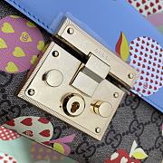 Gucci Padlock In Blue Heart Apple Pattern Small Shoulder Bag 409487  - 5