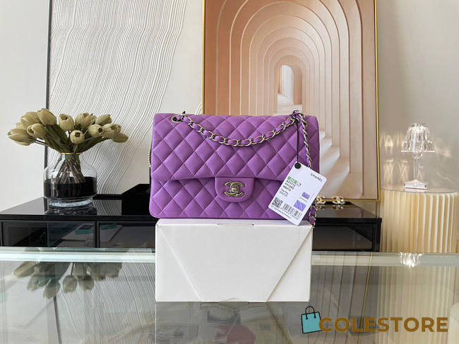 Chanel Classic Flap Bag In Purple Calfskin Quilted Leather Size 25.5cm - 1