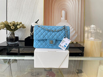 Chanel Classic Flap Bag In Blue Calfskin Quilted Leather Size 25.5cm