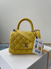 Coco Chanel Mini Hand Bag In Yellow Calfskin Leather Size 13×19×9cm - 1