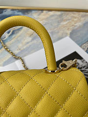 Coco Chanel Mini Hand Bag In Yellow Calfskin Leather Size 13×19×9cm - 3