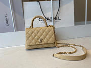 Coco Chanel Mini Hand Bag In Beige Calfskin Leather Size 13×19×9cm - 1