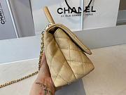 Coco Chanel Mini Hand Bag In Beige Calfskin Leather Size 13×19×9cm - 4