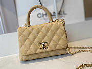 Coco Chanel Mini Hand Bag In Beige Calfskin Leather Size 13×19×9cm - 3