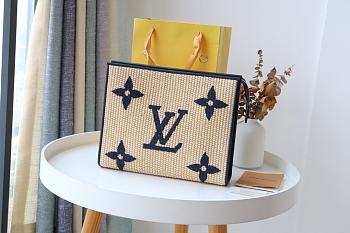 Louis Vuitton Monogram Raffia Toiletry Pouch In Black M80351 Size 25x20x5.5cm