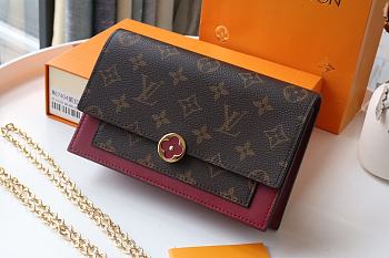 Louis Vuitton Flore Chain Wallet Monogram In Bordeaux M69579 Size 17.5x11.5x3.5cm