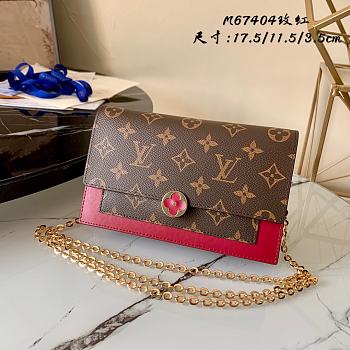 Louis Vuitton Flore Chain Wallet Monogram In Red M69579 Size 17.5x11.5x3.5cm