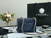 Chanel Retro Flap Button Bag In Navy Blue AS2054 Size 19x16x6.5cm - 2