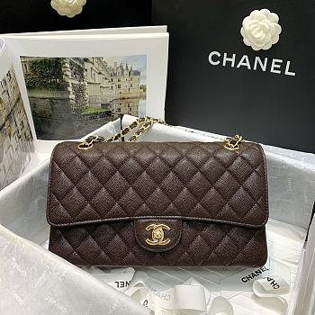 Chanel Classic Double Flap Bag In Dark Brown Size 25cm