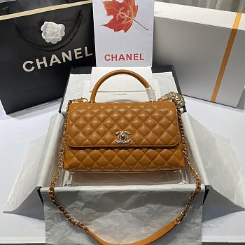 Chanel Coco Medium Handle Bag In Brown 92991 Size 23cm
