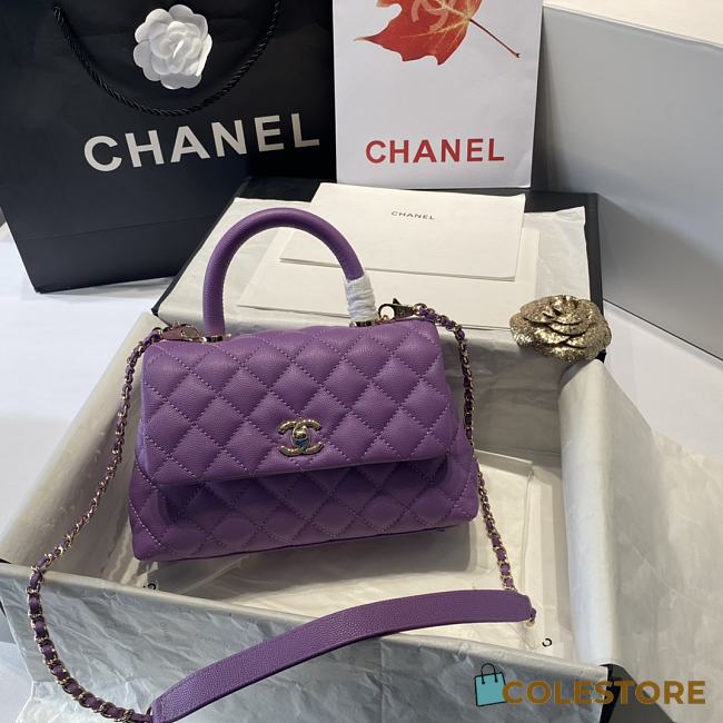 Chanel Coco Medium Handle Bag In Purple 92933 Size 23cm - 1