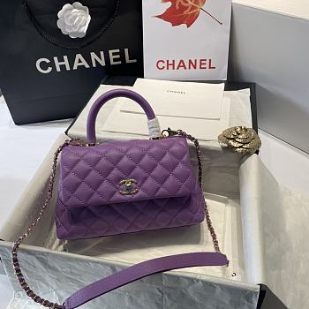Chanel Coco Medium Handle Bag In Purple 92933 Size 23cm