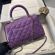Chanel Coco Medium Handle Bag In Purple 92933 Size 23cm - 3