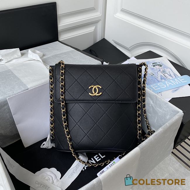 Chanel Hobo Bag Calfskin Gold-tone Metal in Black AS2542 Size 23X25.5X8cm - 1
