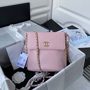 Chanel Hobo Bag Calfskin Gold-tone Metal in Pink AS2542 Size 23X25.5X8cm
