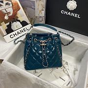 Chanel Bucket Bag Patent Leather In Blue Size 20.5x19x10.5cm - 1