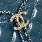 Chanel Bucket Bag Patent Leather In Blue Size 20.5x19x10.5cm - 4