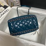 Chanel Bucket Bag Patent Leather In Blue Size 20.5x19x10.5cm - 3
